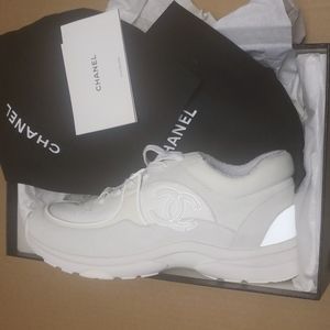 Brand new never worn Chanel all white with suede sneakers